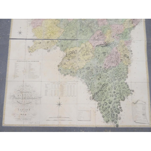 100 - FORREST WILLIAM.  The County of Lanarkshire. Large eng. hand col. fldg. map. Eng. sunburst title vig... 