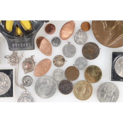 374 - Coin collection to include UK Victorian shilling 1887 made into a pendant, modern crowns, USA Kenned... 