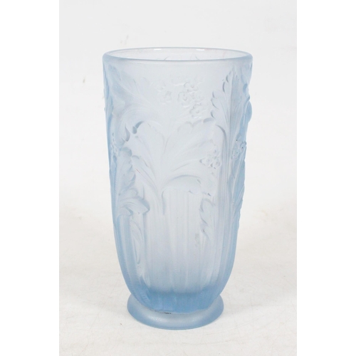 10 - French Art Deco style pressed glass celery vase, 20cm high.