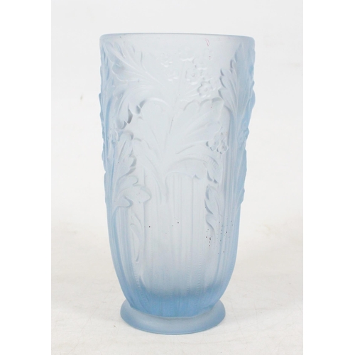 10 - French Art Deco style pressed glass celery vase, 20cm high.