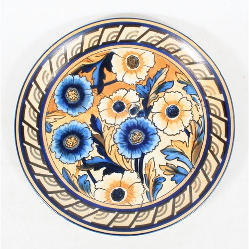 26 - 1930s Burleighware Art Deco floral decorated charger in the manner of Frederick Rhead.