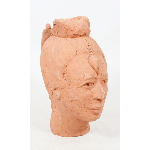 45 - Tribal terracotta head bust, 29cm high.