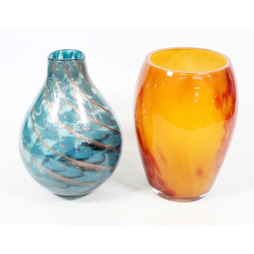 47 - Two Studio Art Glass vases, largest 28cm high.