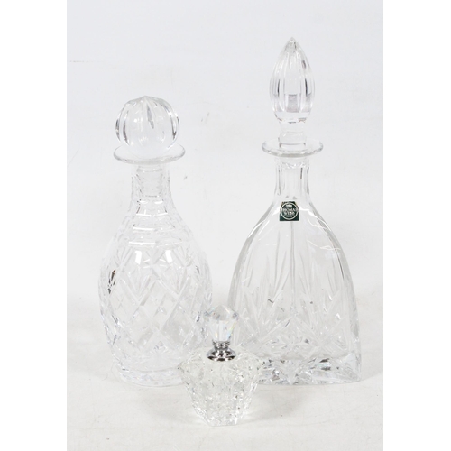 55 - Thomas Webb glass decanter, another cut-glass decanter and a perfume bottle.