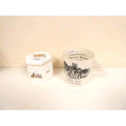 232 - Royal Worcester trinket pot and Thomas Beswick commemorative mug.