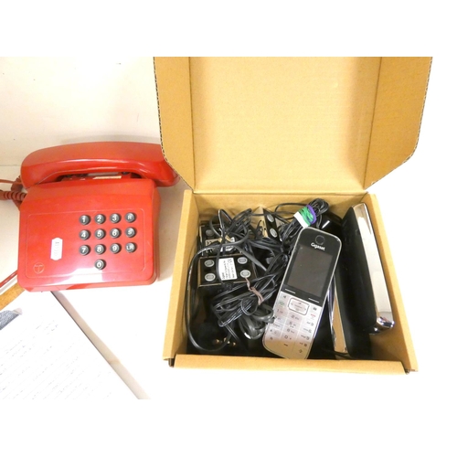 240 - Vintage red telephone etc