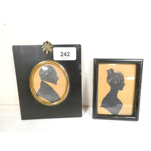 242 - Two antique silhouettes in ebonised frames.