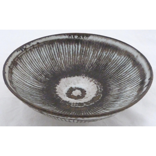 255 - Dame Lucie Rie DBE (Austrian, 1902 - 1995)Studio pottery drip glazed bowl, the interior and exterior... 