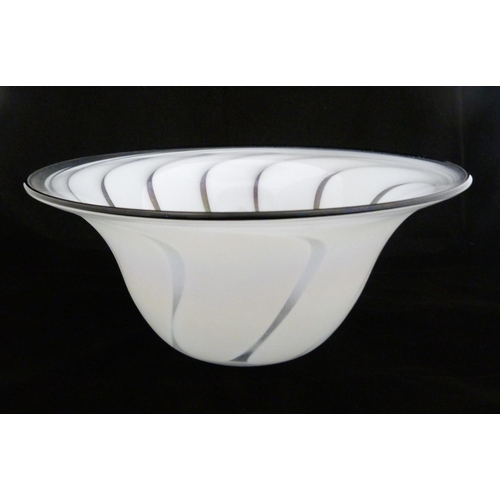 254 - Anthony Stern (1944 - 2022)Studio glass bowl decorated with all over opaque white dimples, signed an... 