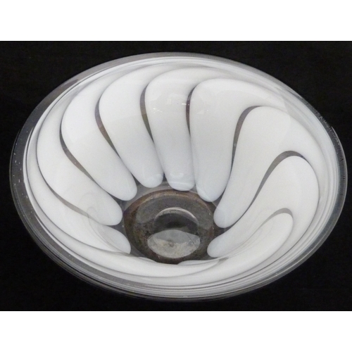 254 - Anthony Stern (1944 - 2022)Studio glass bowl decorated with all over opaque white dimples, signed an... 