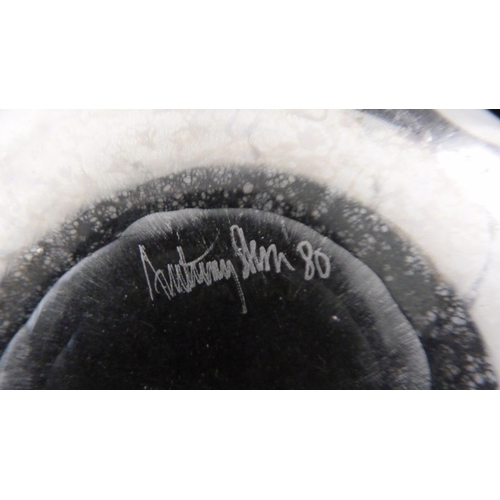 254 - Anthony Stern (1944 - 2022)Studio glass bowl decorated with all over opaque white dimples, signed an... 