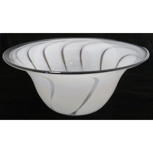 254 - Anthony Stern (1944 - 2022)Studio glass bowl decorated with all over opaque white dimples, signed an... 