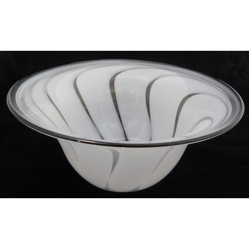 254 - Anthony Stern (1944 - 2022)Studio glass bowl decorated with all over opaque white dimples, signed an... 