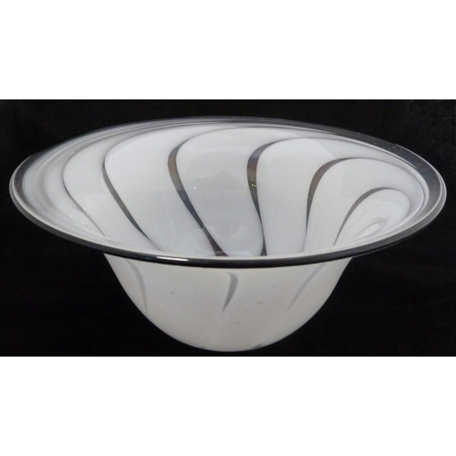 254 - Anthony Stern (1944 - 2022)Studio glass bowl decorated with all over opaque white dimples, signed an... 