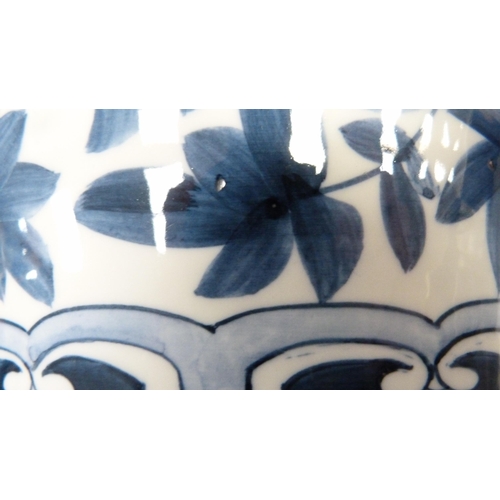 316 - Modern blue and white Chinese lamp base in the Kangxi style, 59cm high.