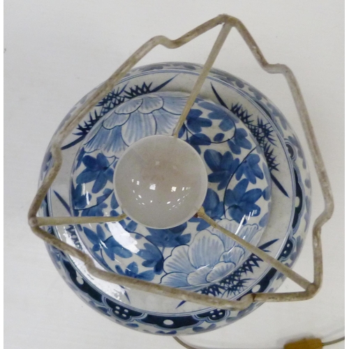 316 - Modern blue and white Chinese lamp base in the Kangxi style, 59cm high.