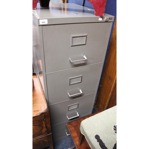 604 - Harvey four drawer filing cabinet, 132cm tall x 46cm wide.