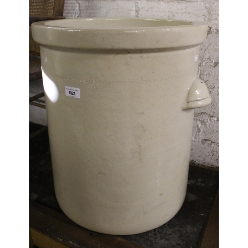 663 - Large stoneware twin handled pot, 50cm tall.