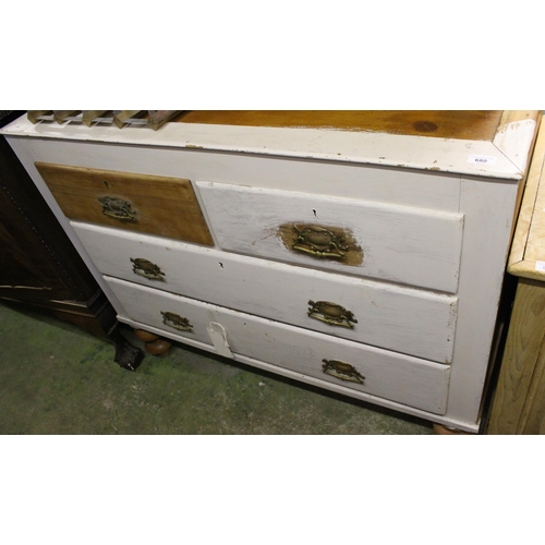 680 - Painted pine chest of two short over two long drawers.