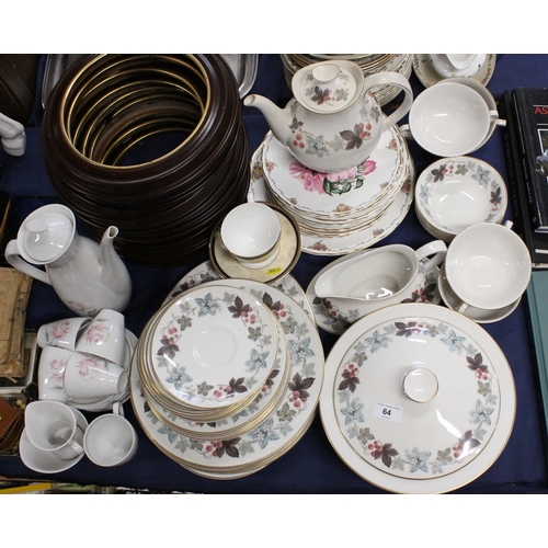 64 - Royal Doulton Camelot part dinner set, other ceramics and collector's plates wooden frames, etc.