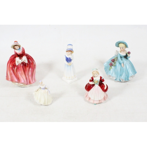 66 - Royal Doulton figurines to include Denise, Fair Lady, Lucy, Valerie, and another figurine.