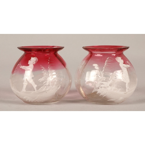 21 - Pair of Mary Gregory hand-painted glass vases (2)