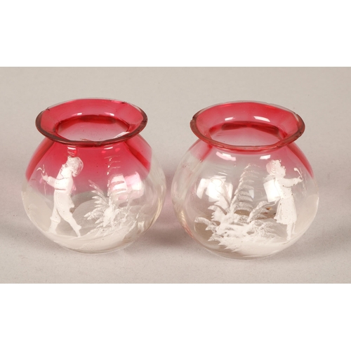 21 - Pair of Mary Gregory hand-painted glass vases (2)