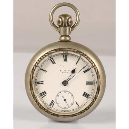 52 - White metal pocket watch Elgin USA,