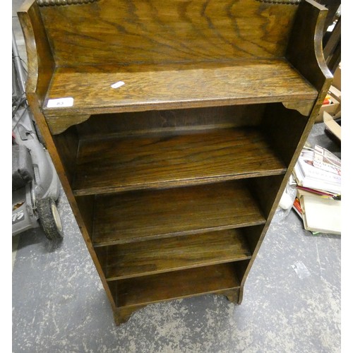 82 - Antique walnut dining chair and small oak free standing bookcase.