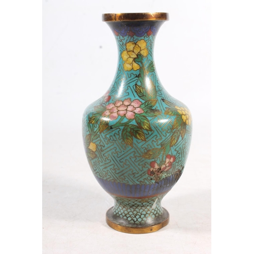 103 - Pair of Chinese cloisonné vases and another Chinese cloisonné vase, 15cm high.