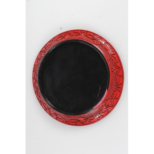 223 - Cinnabar style Chinese lacquered plate, 24cm.