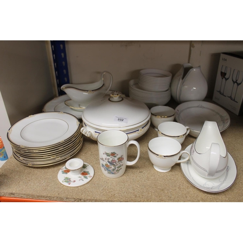 332 - Wedgwood Cavendish pattern part dinner service to include tureen and cover, gravy boat, plates, cups... 