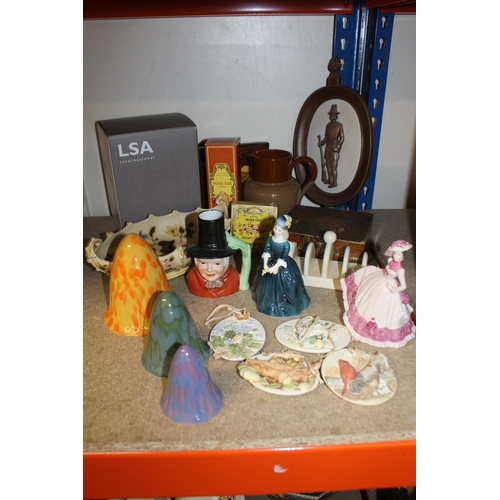 333 - Decorative ceramics to include a Royal Doulton lady, wine glasses, a Zsolnay Pecs bowl, a traditiona... 