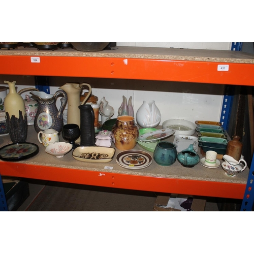 337 - Decorative ceramics to include pottery vases, six place ceramic dishes, etc.