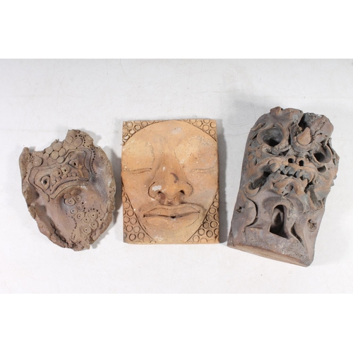 81 - Three Studio Pottery wall masks by Paul Hardcastle.