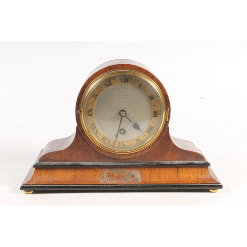 90 - Walnut drumhead mantel clock.