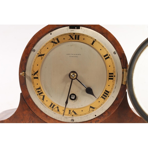 90 - Walnut drumhead mantel clock.