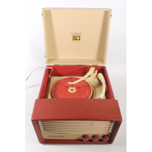 330 - HMV portable record player with Garrard deck