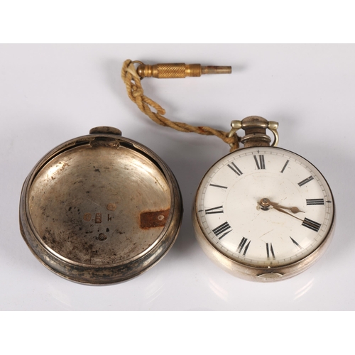 51 - Silver cased pocket watch possibly William Chawner 1810 110.54g, with outer case James Beebe London ... 