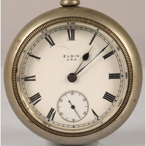 52 - White metal pocket watch Elgin USA,