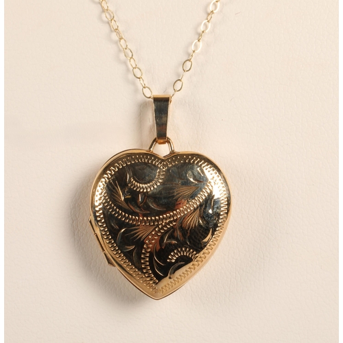 65 - 9ct gold heart locket necklace, 2.9g