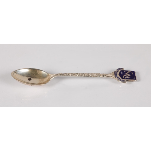 204 - South Africa Rhodesia gold mine commemorative silver dish and spoon with blue enamel detail, West Dr... 