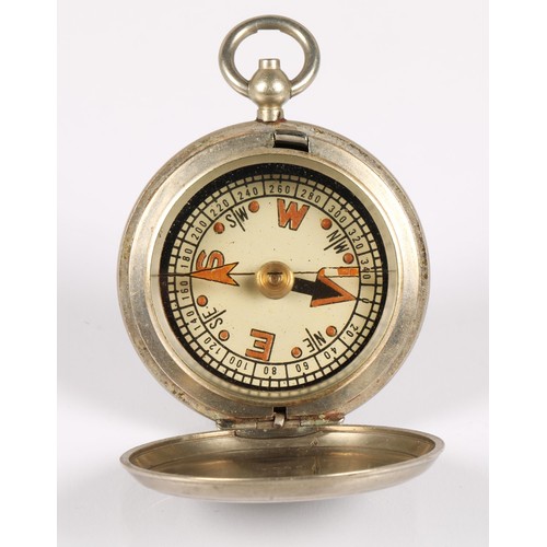 69 - John Forres silver cased pocket watch, Birmingham 1912 140g, with a white metal compass (2)