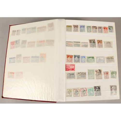 256 - Assortment of five stamp albums, to include Great Britain, Hong Kong, India, Indonesia etc.