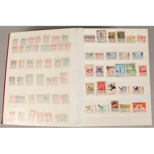 256 - Assortment of five stamp albums, to include Great Britain, Hong Kong, India, Indonesia etc.