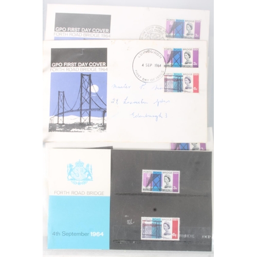 1424 - Stamp collection held across four albums to include GREAT BRITAIN GB 1964 Forth Road Bridge presenta... 