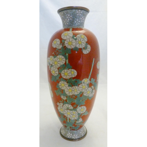 311 - Japanese cloisonné flambe enamel gilt bronze vase, Taisho 1912 - 1925, decorated with chrysanthemums... 