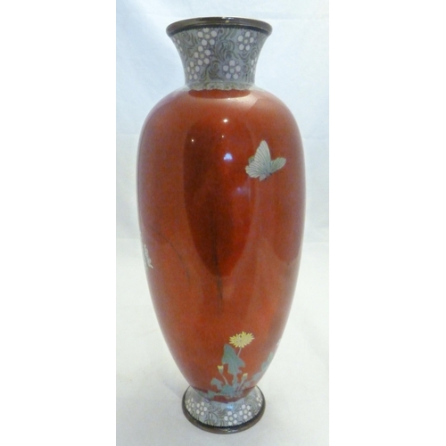 311 - Japanese cloisonné flambe enamel gilt bronze vase, Taisho 1912 - 1925, decorated with chrysanthemums... 