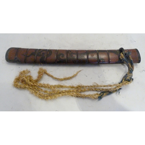 312 - Japanese tanto short sword, possibly Meiji period, unsigned tang, braided rayskin grip, gilt tsuba, ... 