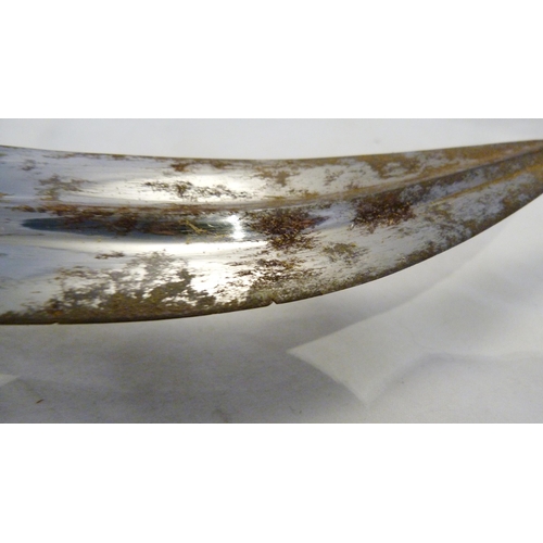 329 - Arabic Jambiya dagger, with bone hilt bearing yellow metal appliques and ruby-coloured jewelled ston... 